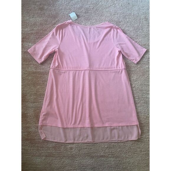 Motherhood Maternity Pink Tunic Top S Scoop Neck Half Sleeve Sheer Hem New - Picture 7 of 7
